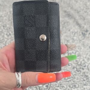 Louis Vuitton Black Checkered Key Pouch Authentic